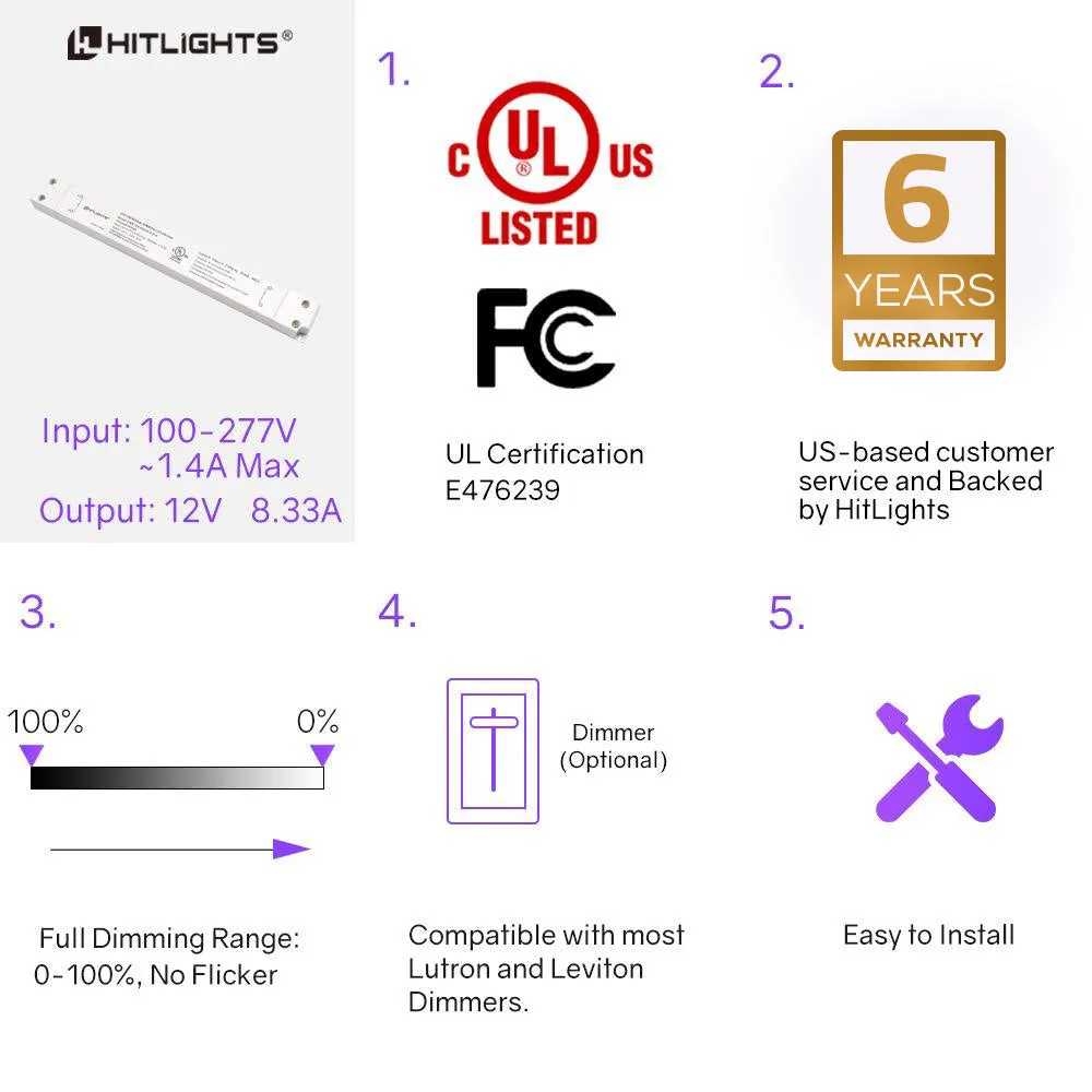 100 Watt S-Series Dimmable Driver (Electronic, UL) - 12 Volt