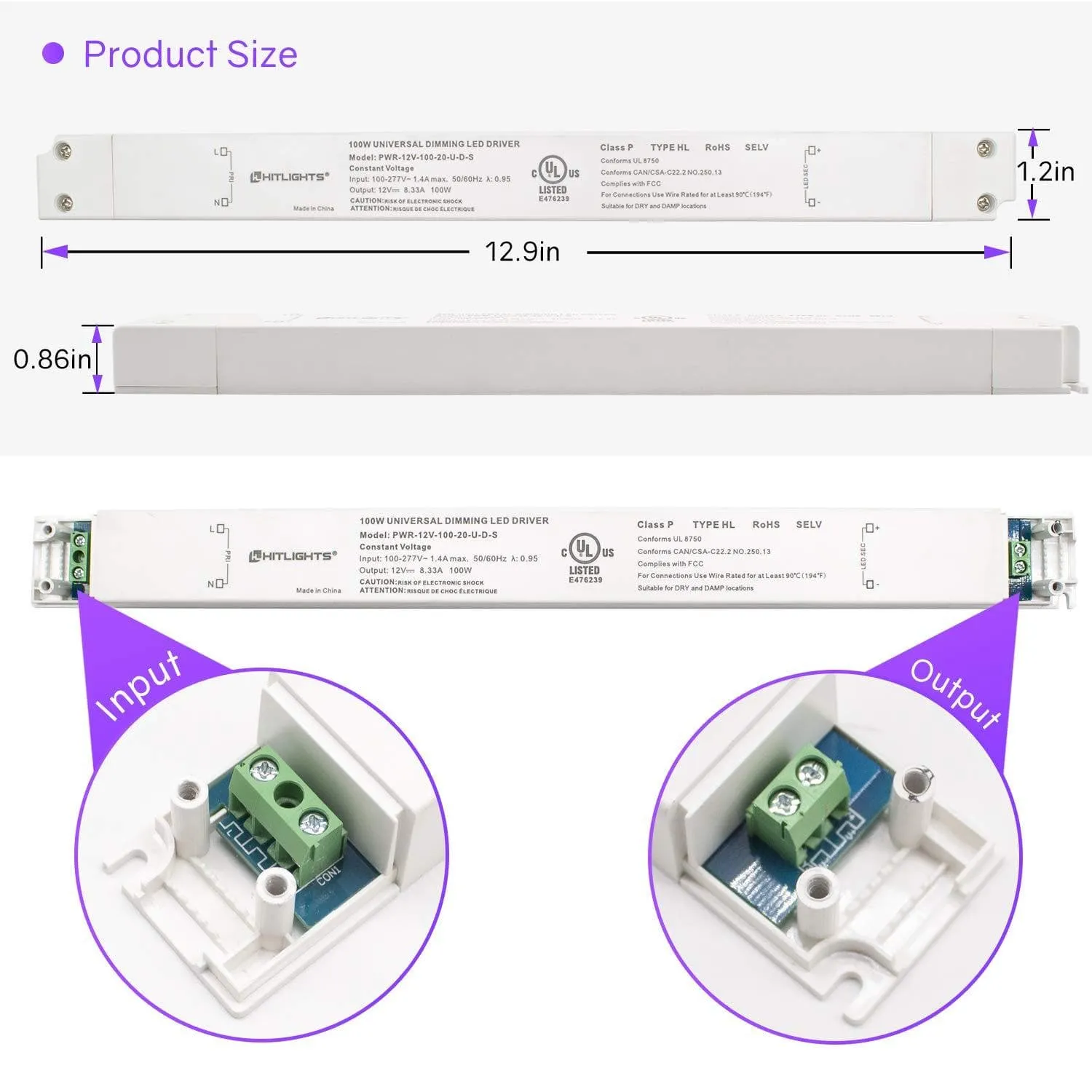 100 Watt S-Series Dimmable Driver (Electronic, UL) - 12 Volt