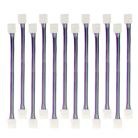 10mm (5050) Solderless LED Light Strip Connectors and Extensions : RGB Multicolor - 6 Inch Any Angle (12 Pack)