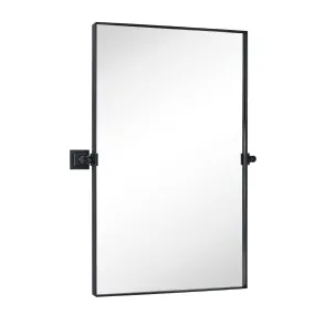 20 in. W x 30 in. H Rectangular Pivoting Metal Framed Wall Mounted Bathroom Vanity Mirror in Matt Black