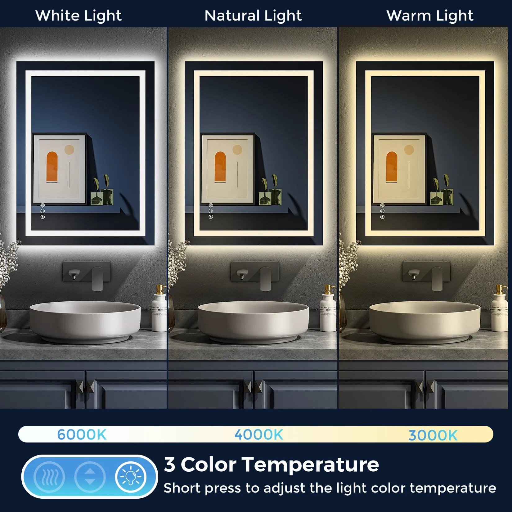 2022 Collection  Backlit   Front-Lighted LED Mirror for Bathroom 24 x 32 Inch