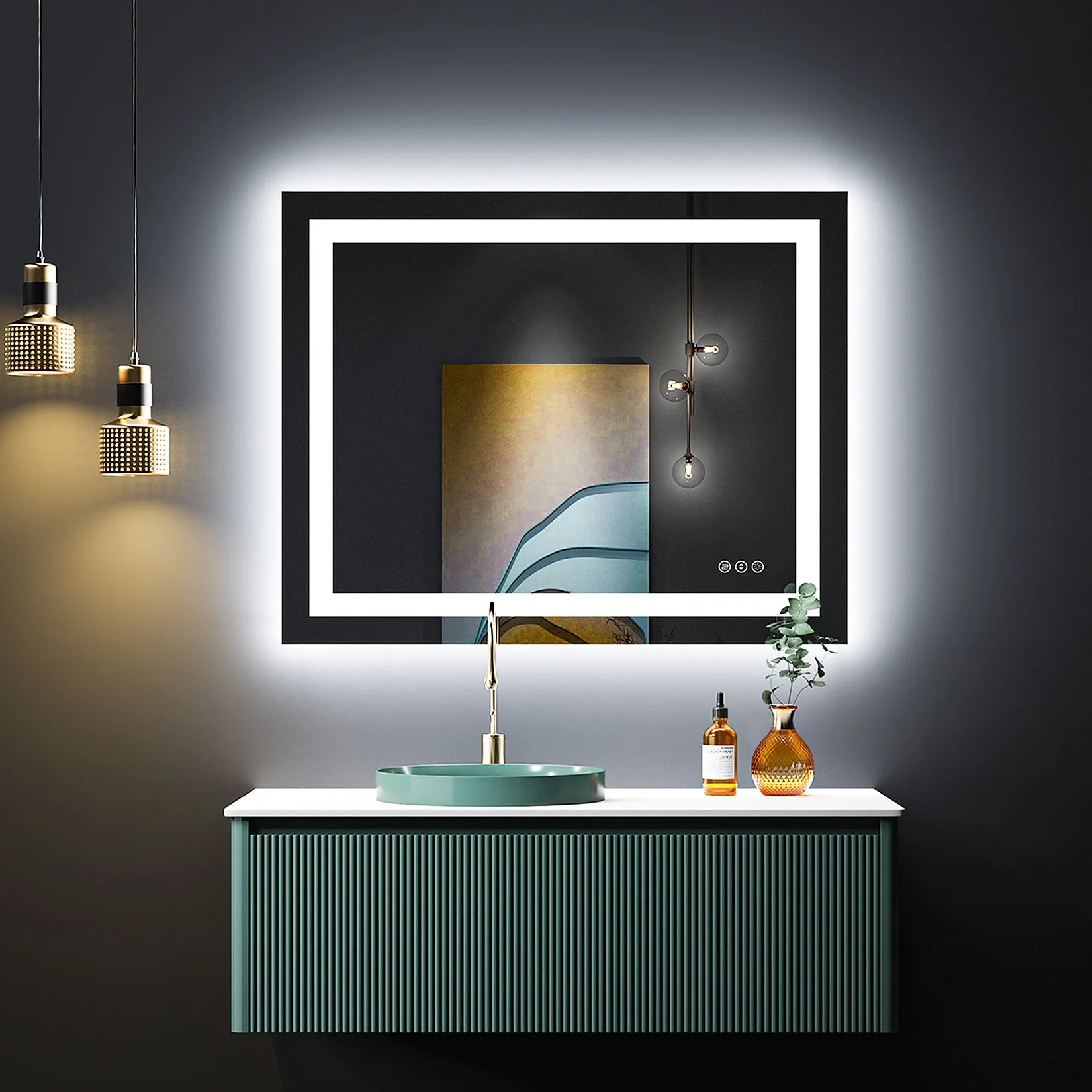 2022 Collection Backlit   Front Lighted Vanity Mirror for Bathroom 40 x 32 Inch