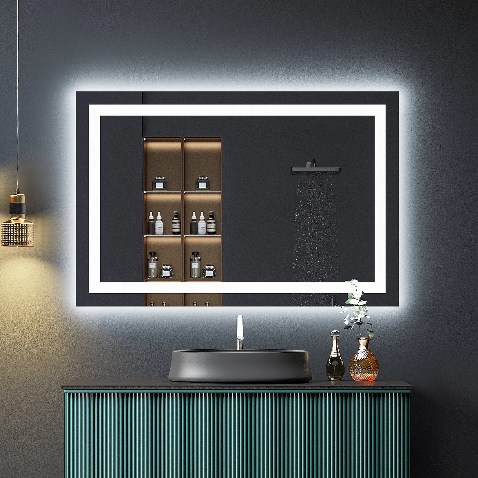 2022 Collection Backlit   Frontlit LED Mirror for Bathroom 48 x 32 Inch
