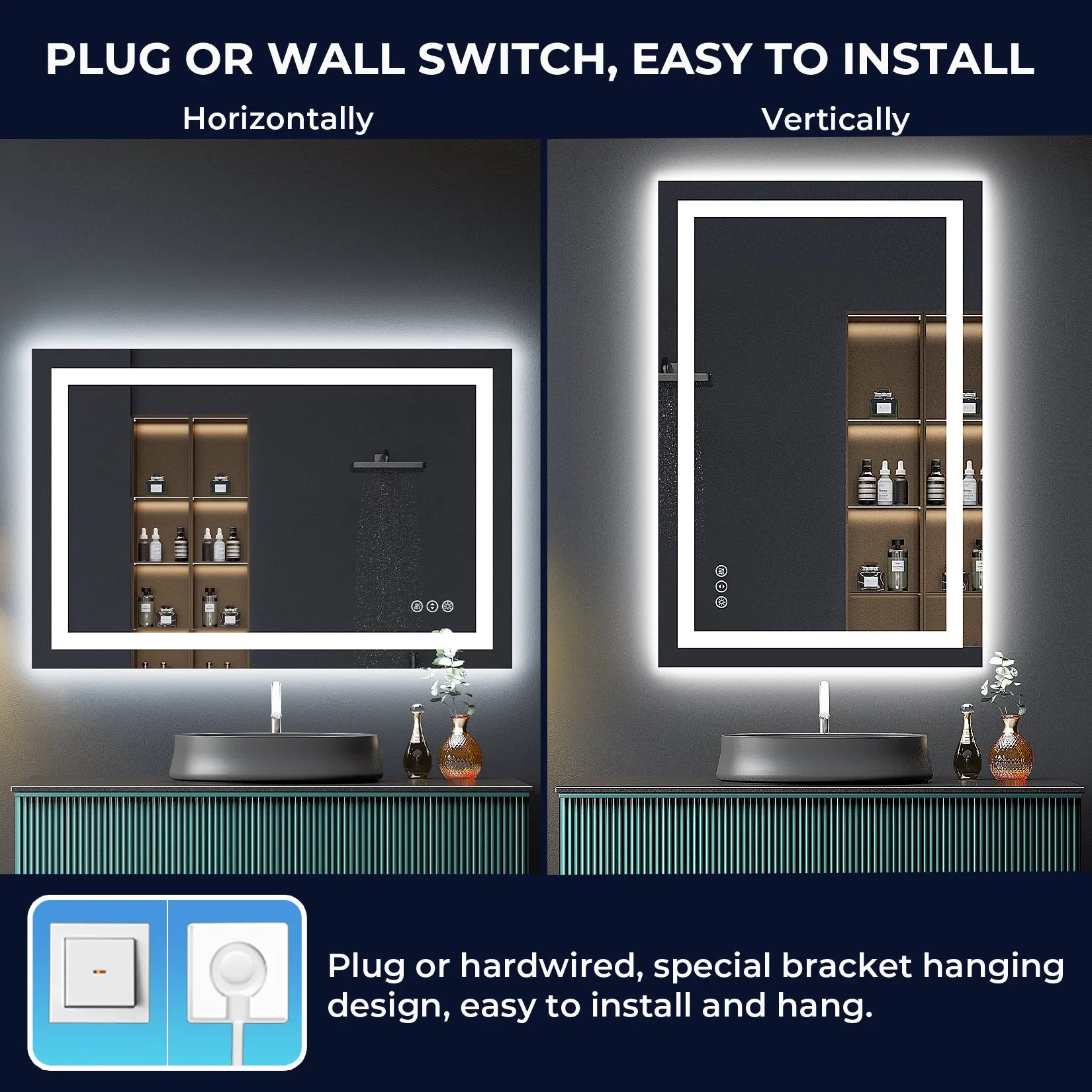 2022 Collection Backlit   Frontlit LED Mirror for Bathroom 48 x 32 Inch