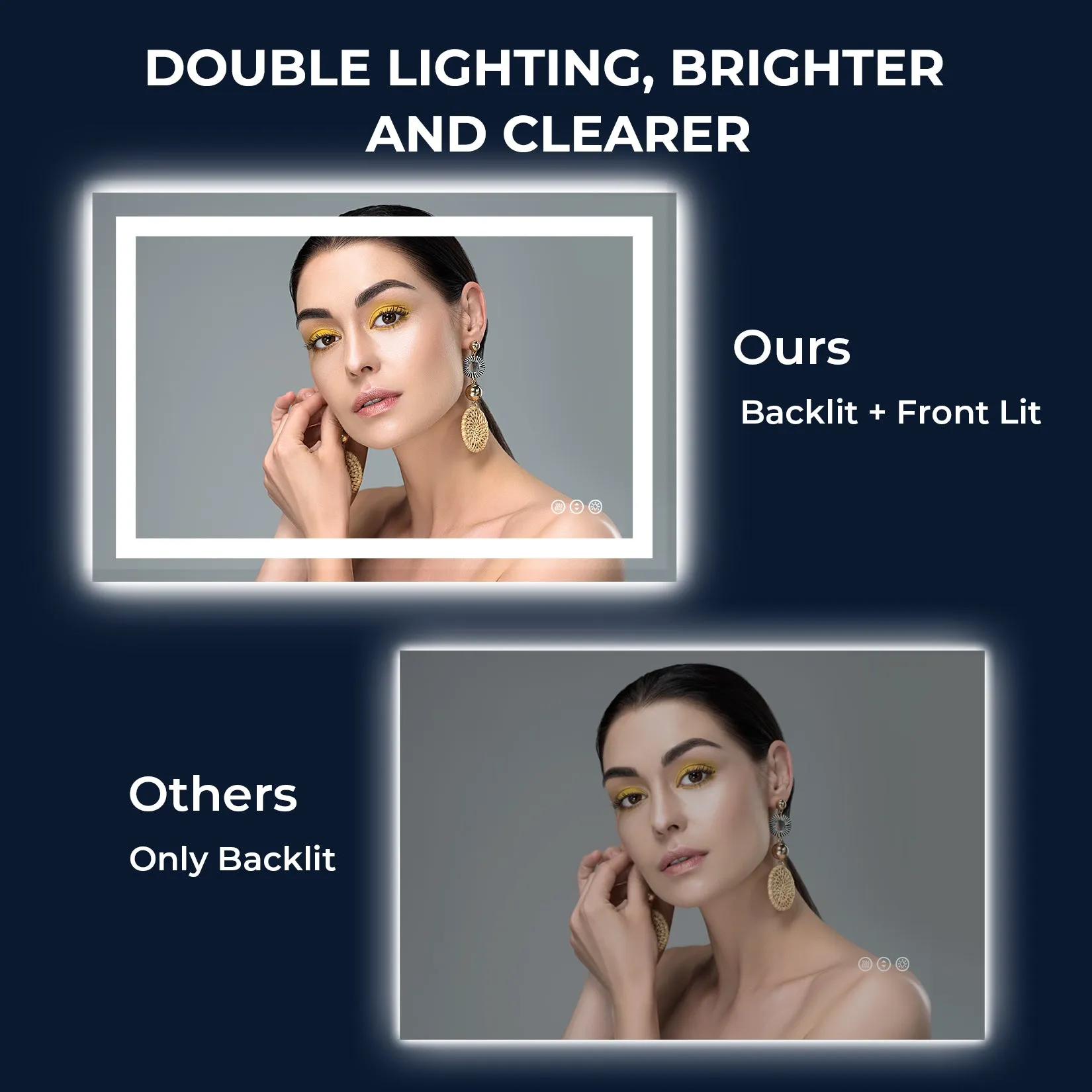2022 Collection Backlit   Frontlit LED Mirror for Bathroom 48 x 32 Inch