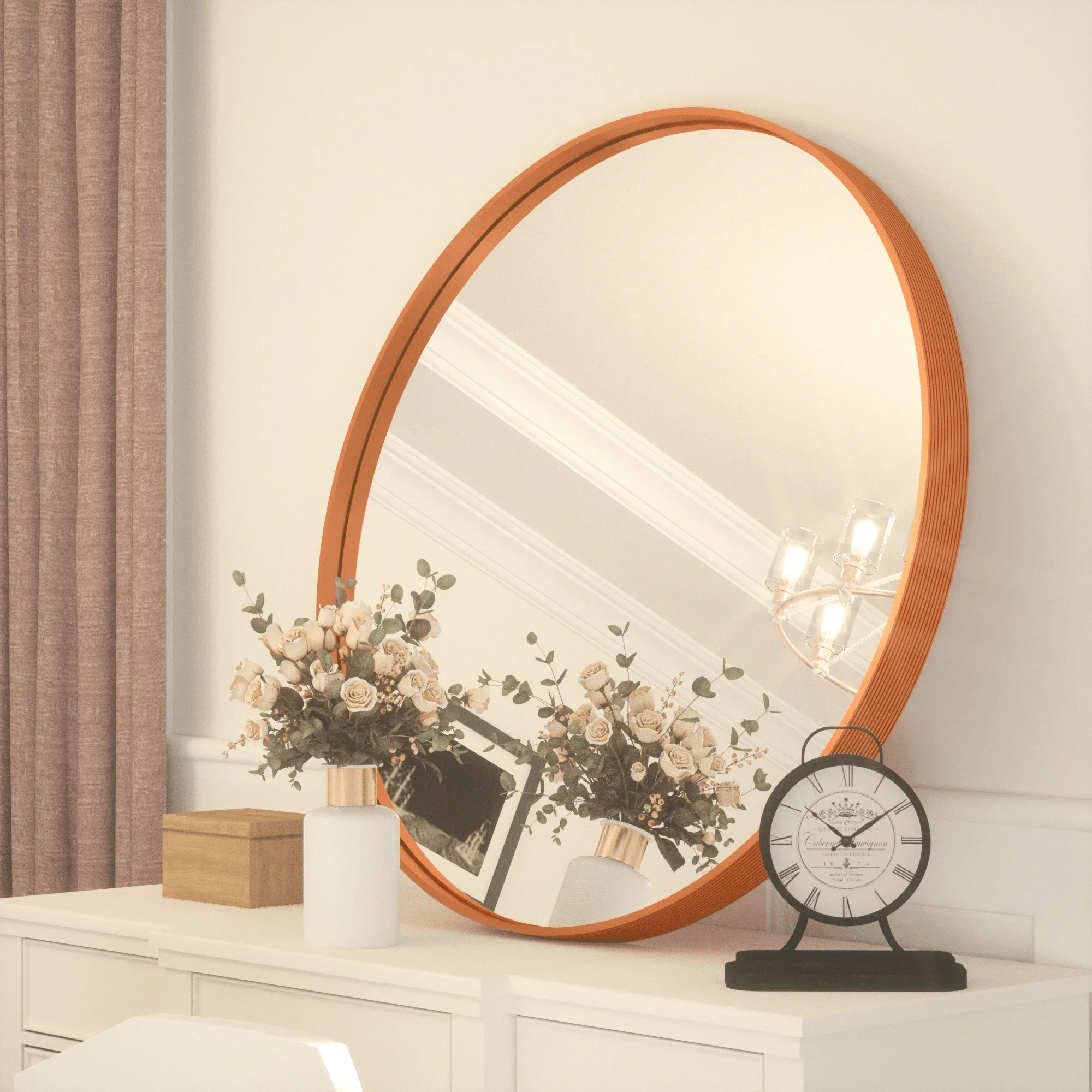 24 Inch | Minimalist Round Aluminum Metal Frame Wall-Mounted Vanity Mirror