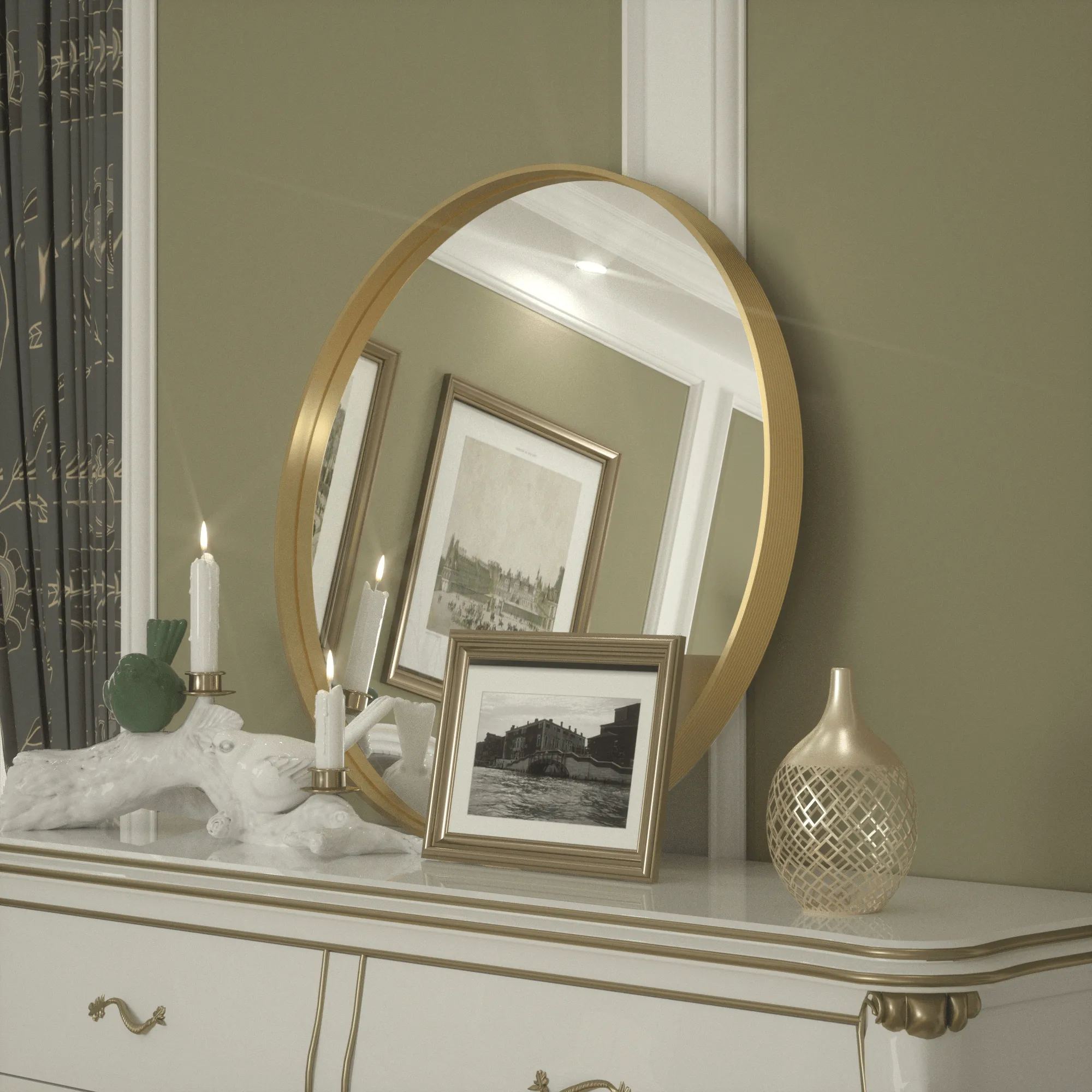 24 Inch | Minimalist Round Aluminum Metal Frame Wall-Mounted Vanity Mirror