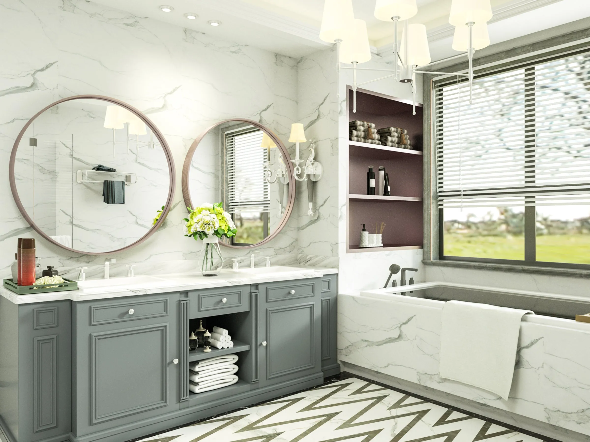 24 Inch | Minimalist Round Aluminum Metal Frame Wall-Mounted Vanity Mirror