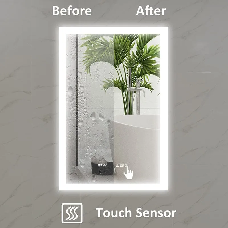 24 x 36 Inch LED Bathroom Mirror Anti Fog Dimmable Touch Button Memory Function