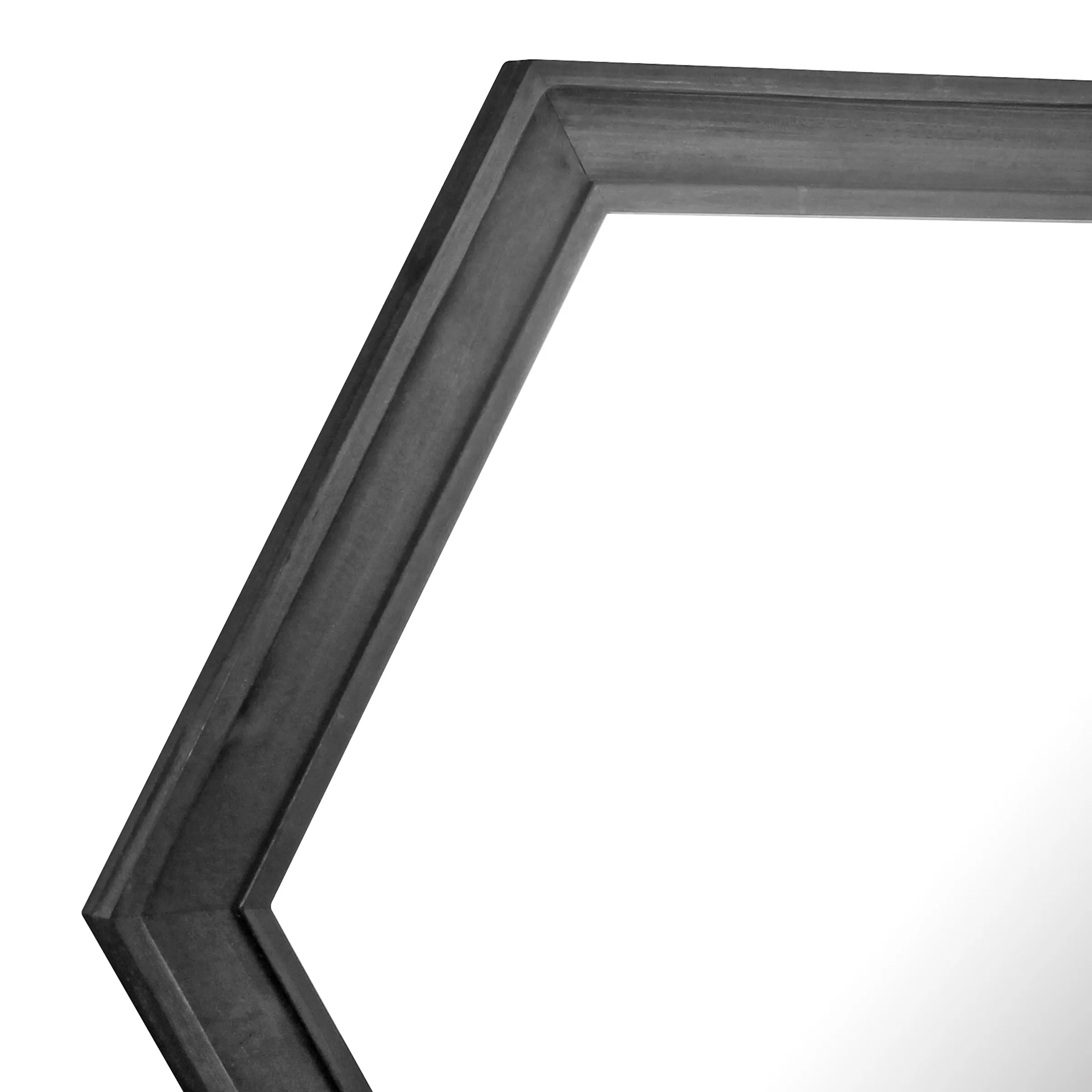 24" Hexagon Hanging Wall Mirror with Black Painted Wood Frame (WS)