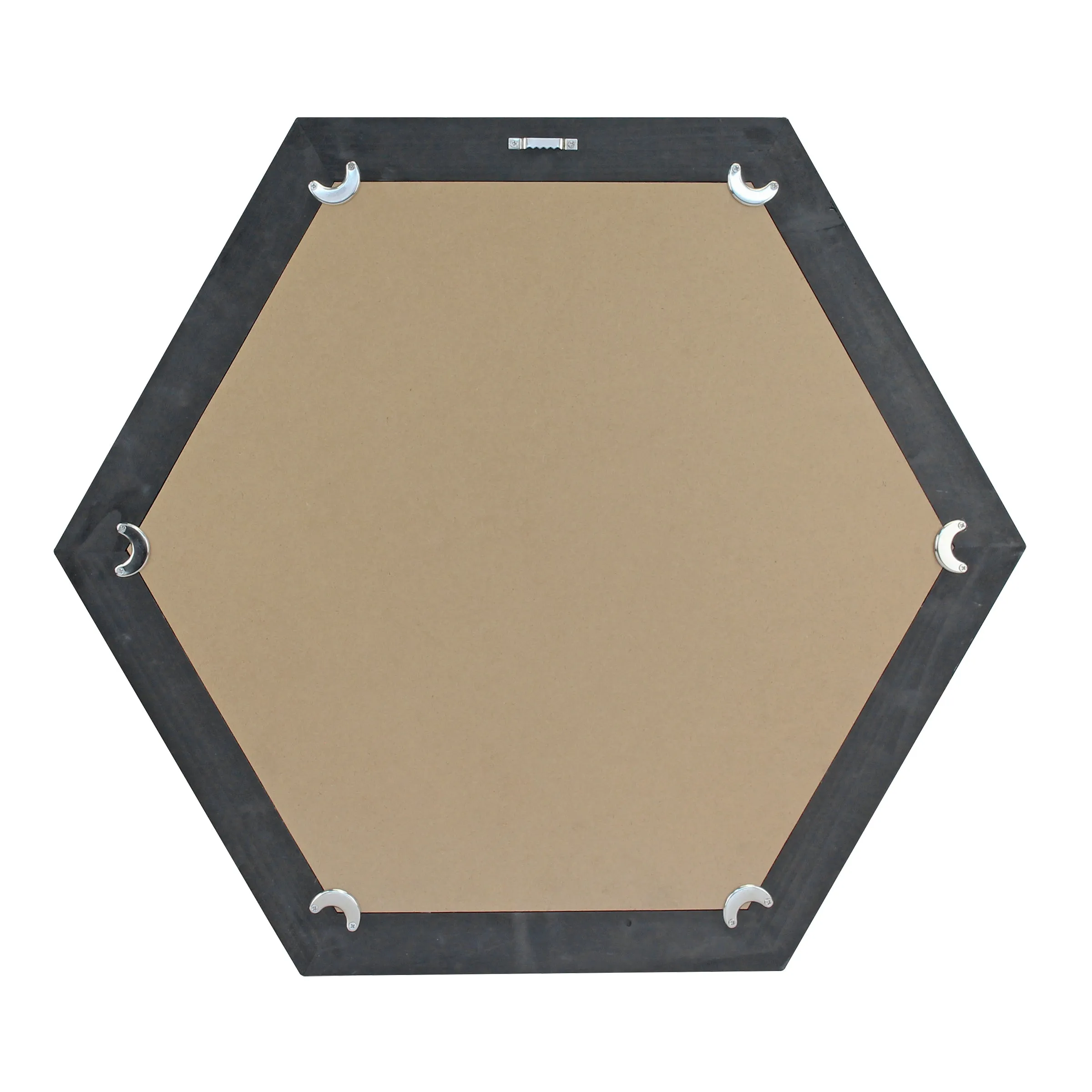 24" Hexagon Hanging Wall Mirror with Black Painted Wood Frame (WS)