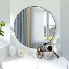 24"  Large Round Black Circular Mirror