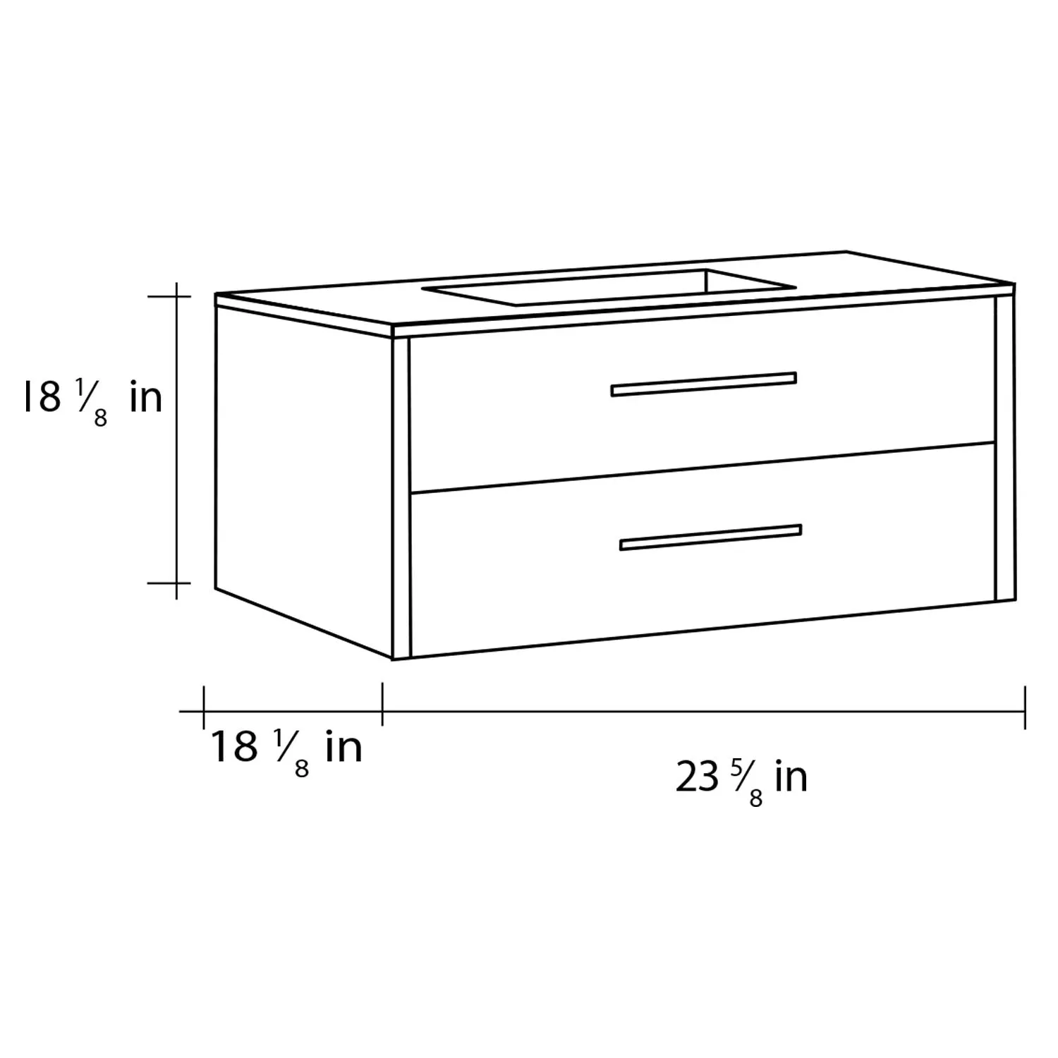 24" Single Vanity, Wall Mount, 2 Drawers with Soft Close, Moon - White, Serie Nova by VALENZUELA