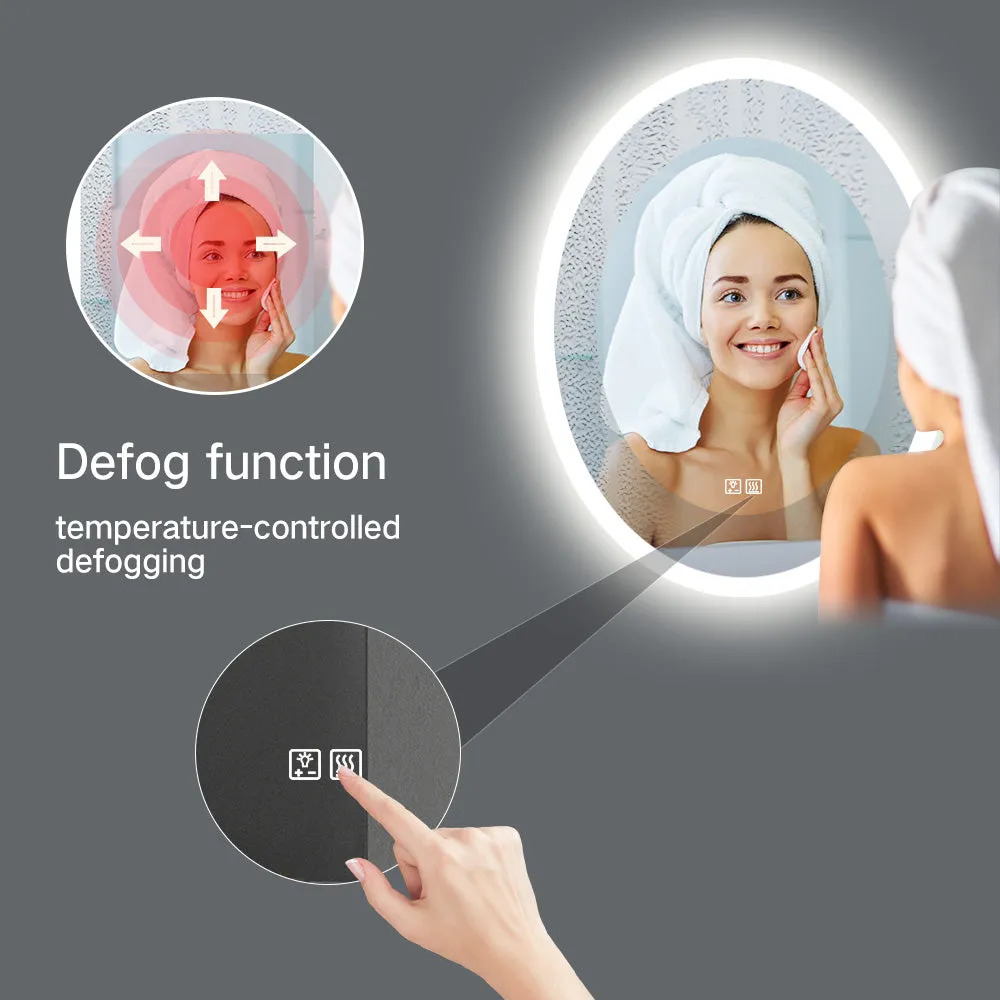 24x32 LED Lighted Oval Bathroom Vanity Mirror, Defogger