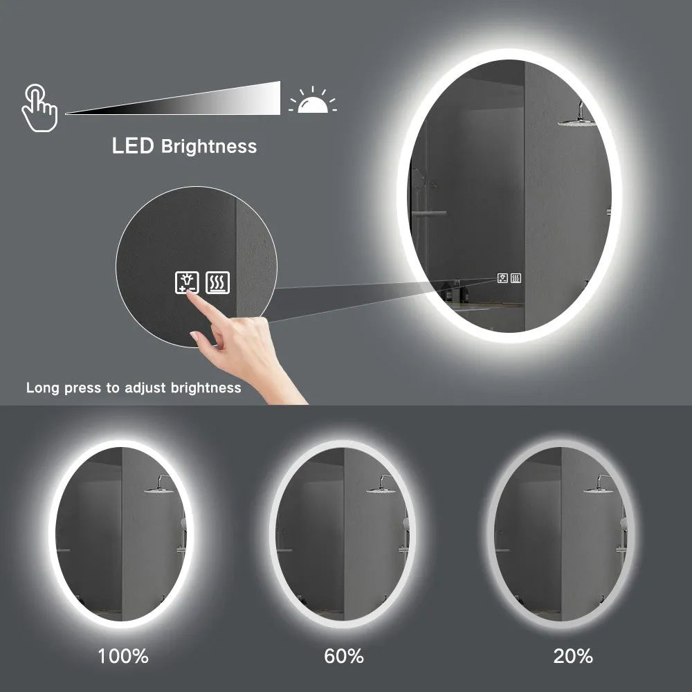 24x32 LED Lighted Oval Bathroom Vanity Mirror, Defogger