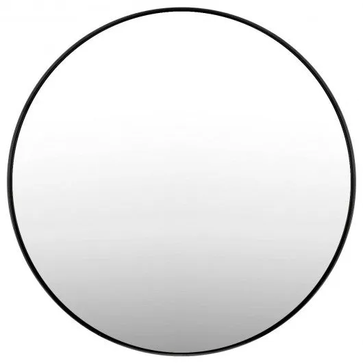 27.5" Modern Metal Wall-Mounted Round Mirror for Bathroom-Black