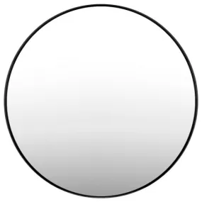 27.5" Modern Metal Wall-Mounted Round Mirror for Bathroom-Black