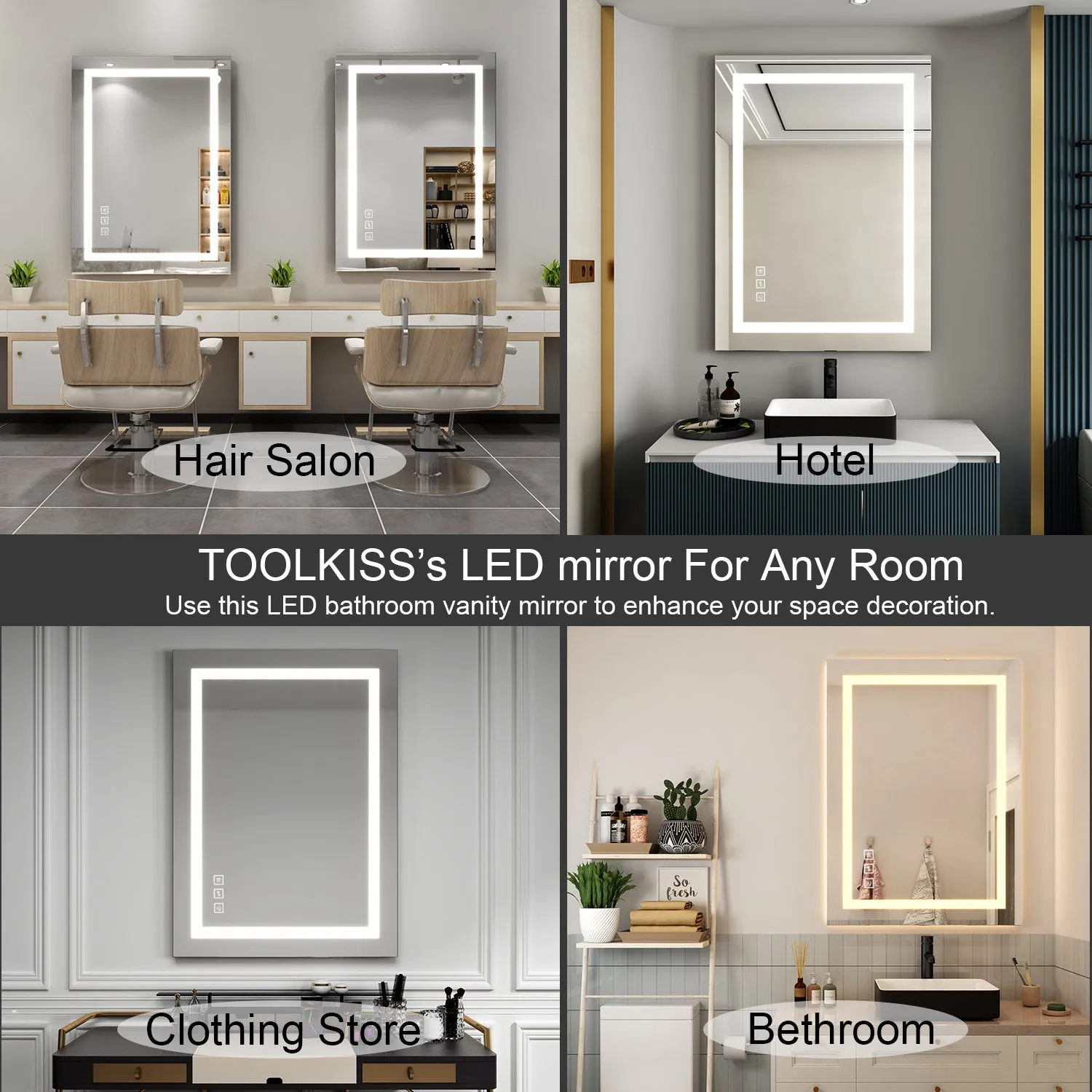 28 in. W x 36 in. H LED Large Rectangular Frameless Anti-Fog Wall Bathroom Mirror Front Light