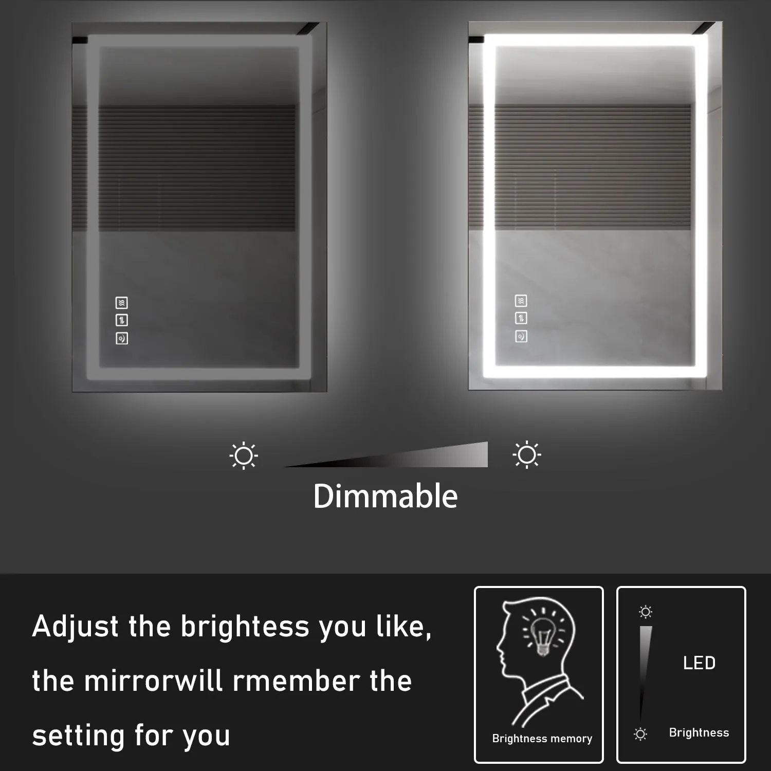 28 in. W x 36 in. H LED Large Rectangular Frameless Anti-Fog Wall Bathroom Mirror Front Light