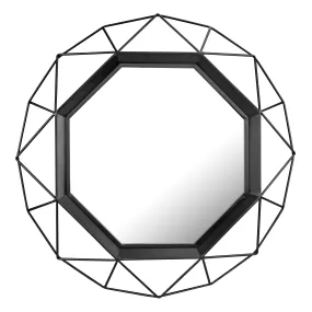 28 Inch Black Geometric Metal Frame Hanging Wall Mirror (WS)