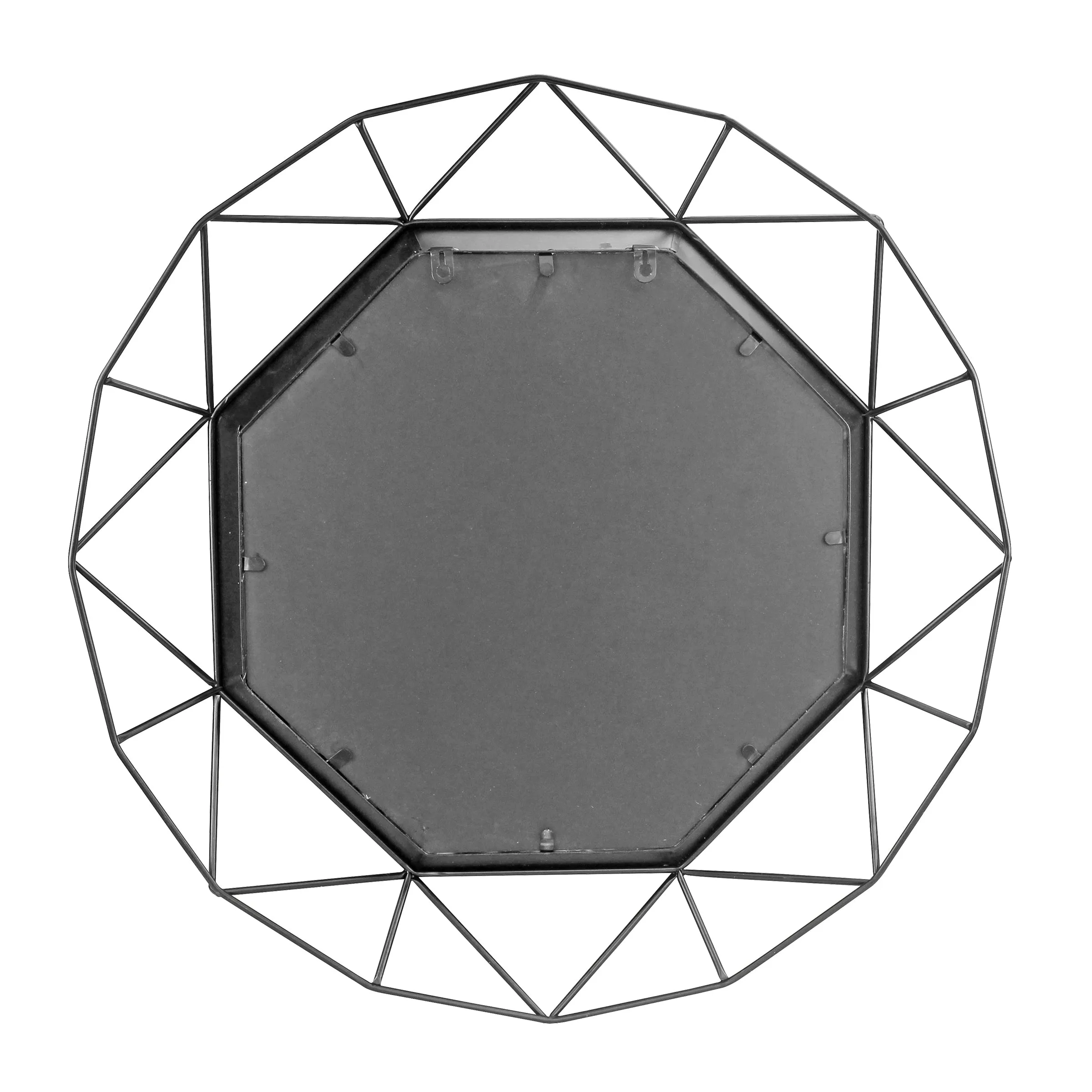 28 Inch Black Geometric Metal Frame Hanging Wall Mirror (WS)