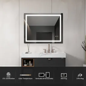 28“*36” LED Lighted Bathroom Wall Mounted Mirror with High Lumen Anti-Fog Separately Control Dimmer Function