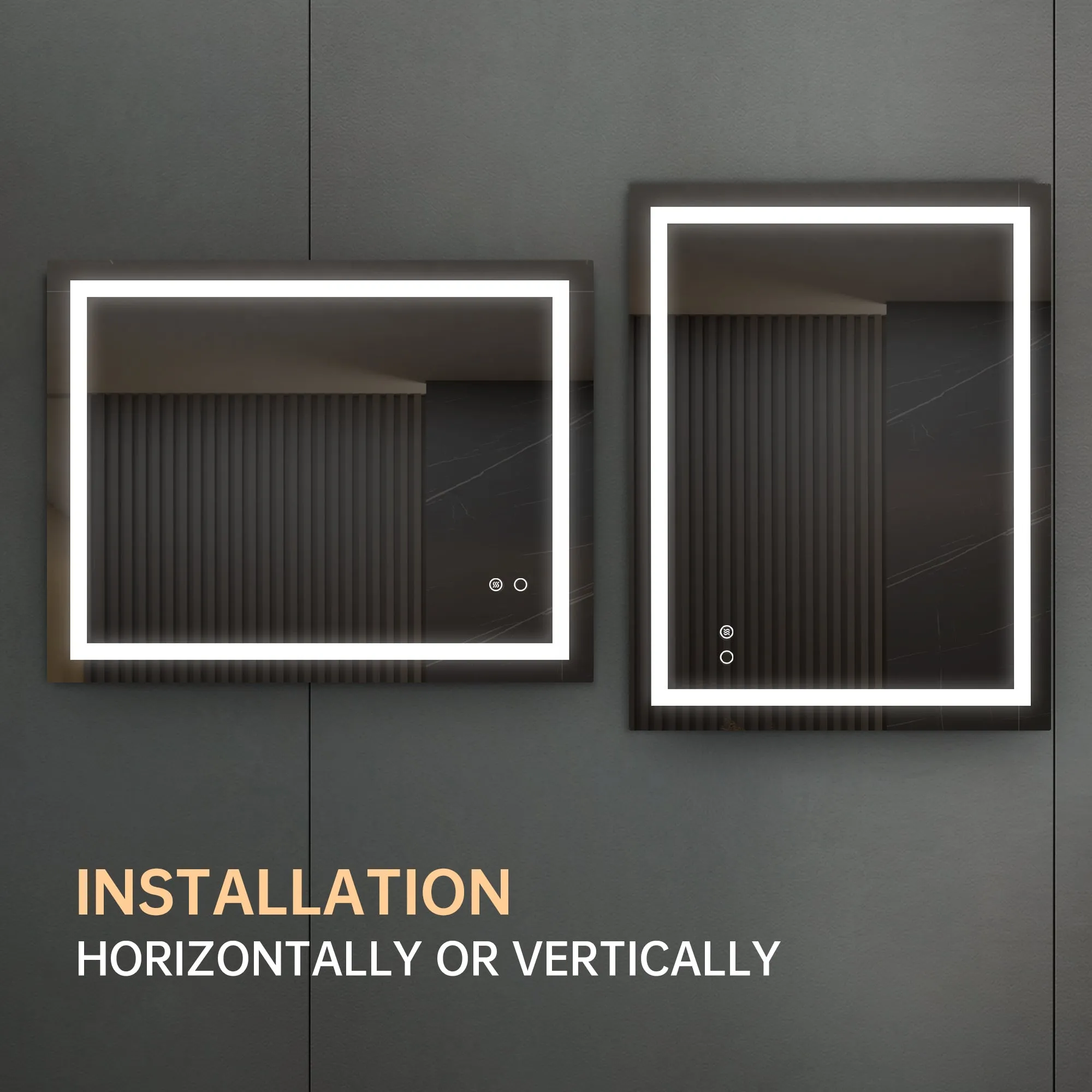 28“*36” LED Lighted Bathroom Wall Mounted Mirror with High Lumen Anti-Fog Separately Control Dimmer Function