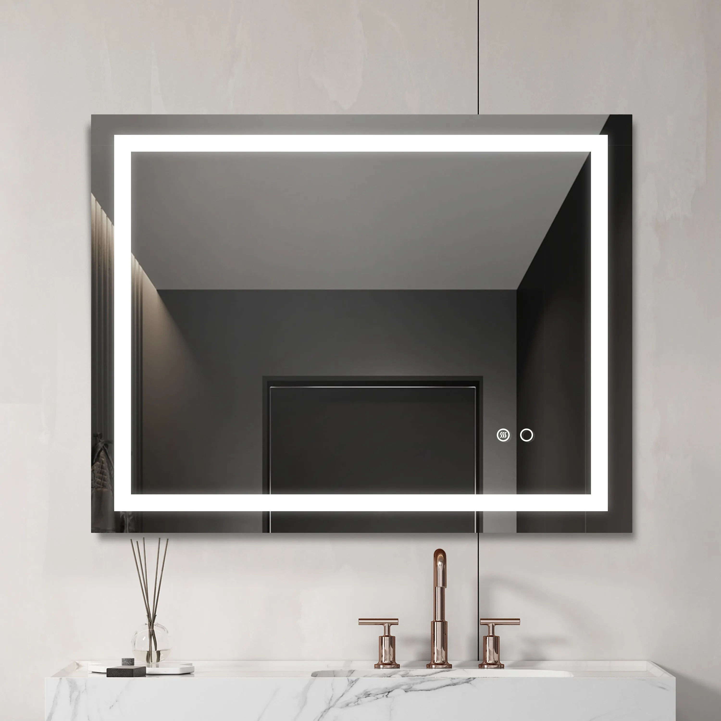 28“*36” LED Lighted Bathroom Wall Mounted Mirror with High Lumen Anti-Fog Separately Control Dimmer Function