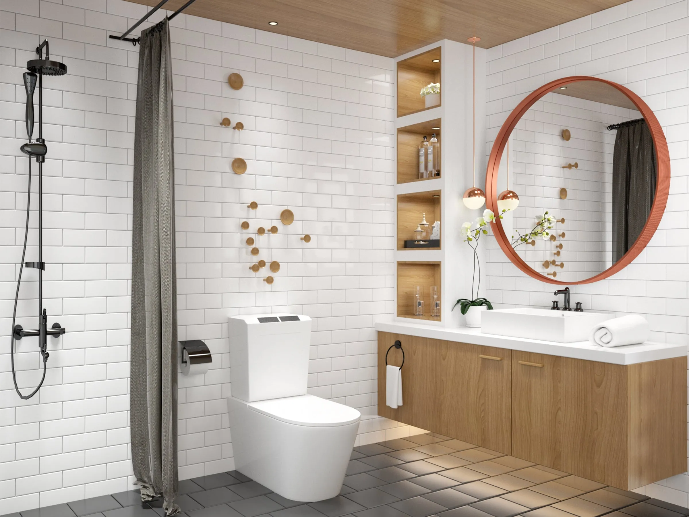 30 Inch | Modern Minimalist Circle Bathroom Mirror with Ribbed Texture Aluminum Alloy Metal Frame