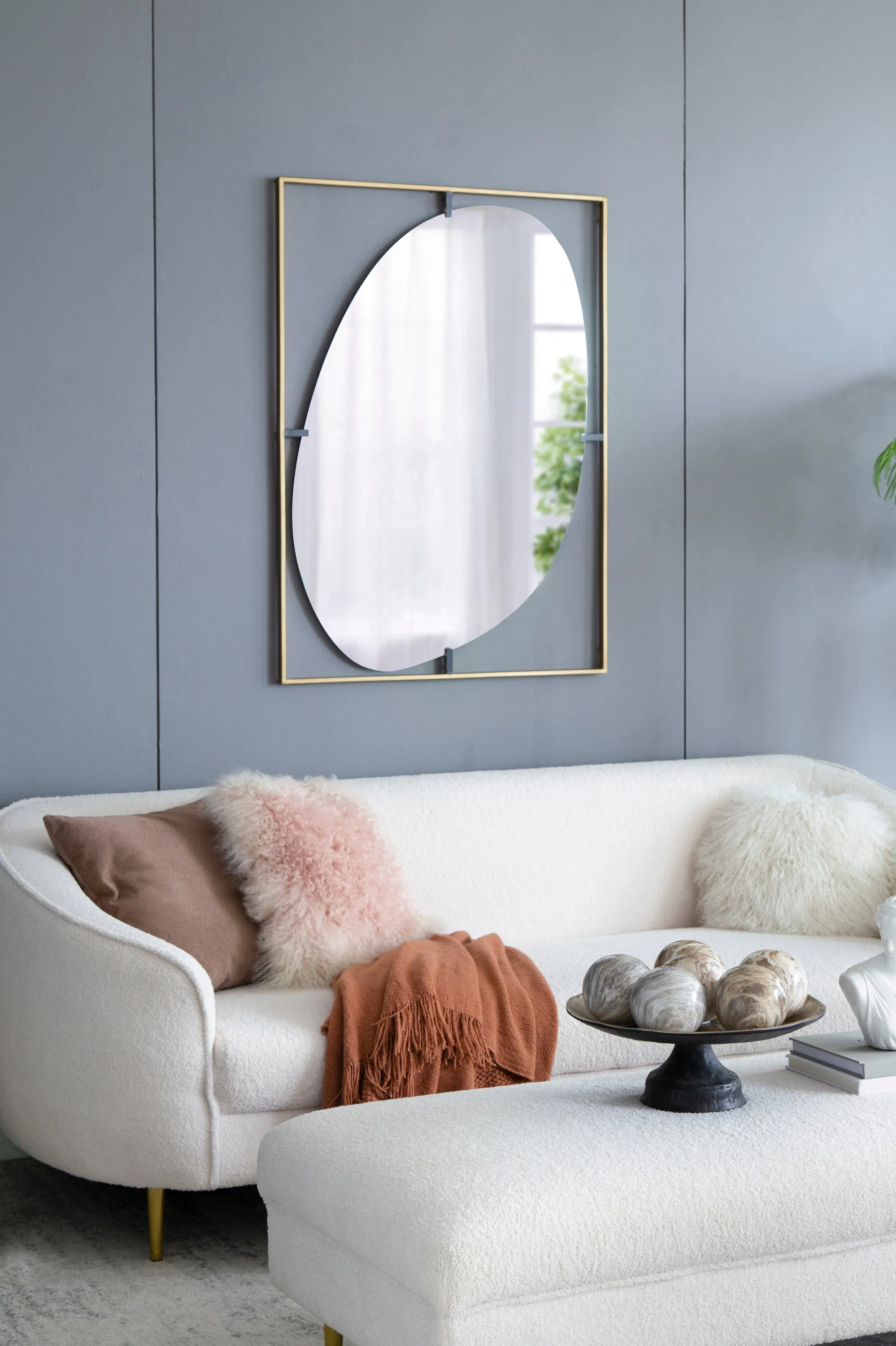 30x1x40" Poppy Mirror with Gold Metal Frame Contemporary Design Wall Decor for Bathroom, Entryway Wall Decor