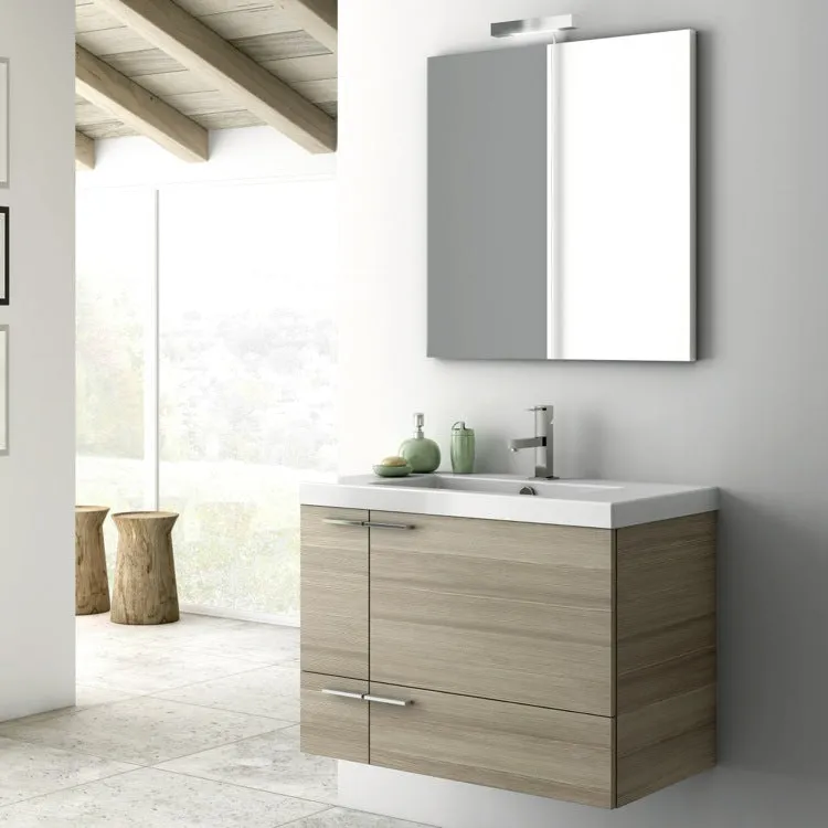 31 Inch Grey Walnut Bathroom Vanity Set