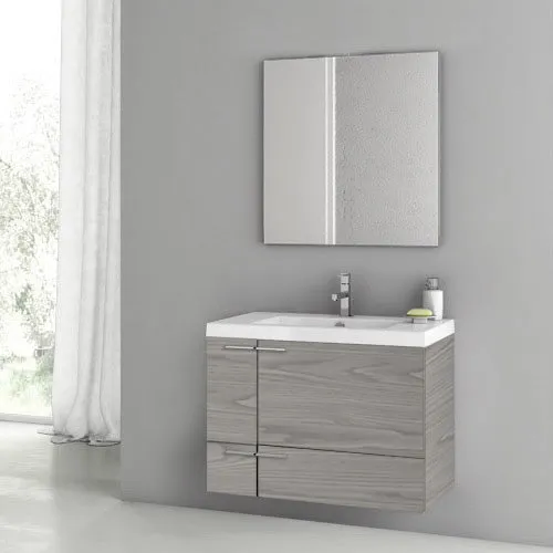 31 Inch Grey Walnut Bathroom Vanity Set