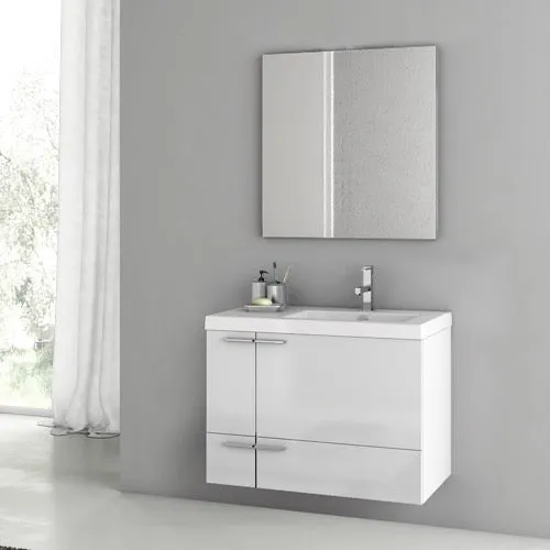 31 Inch Grey Walnut Bathroom Vanity Set
