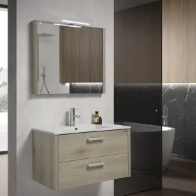 32" Single Vanity, Wall Mount, 2 Drawers with Soft Close, Sand, Serie Nova by VALENZUELA