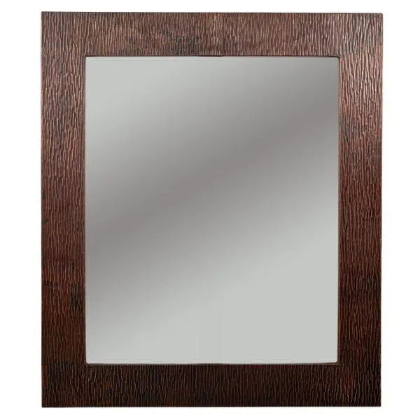 36‚Ä≥ Hand Hammered Rectangle Copper Mirror with Tree Design