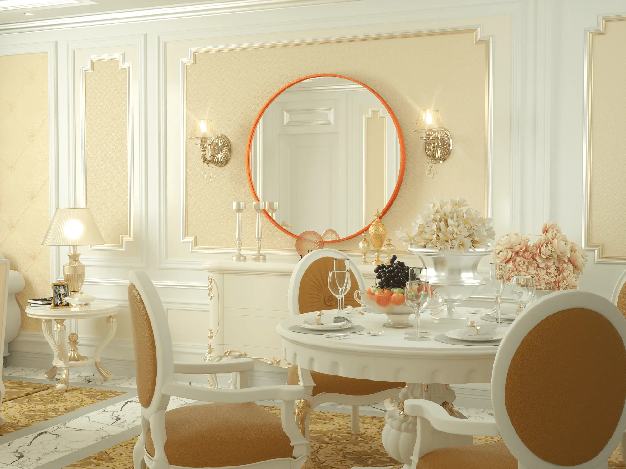 36 Inch | Large Minimalist Circular Deisgn Mirror with Ribbed Texture Aluminum Alloy Metal Frame, for Bedroom/Bathroom Vanity