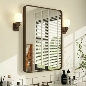 36" x 24" PILOCOS Modern Bathroom Brushed Striped Metal Frame Mirror for Wall