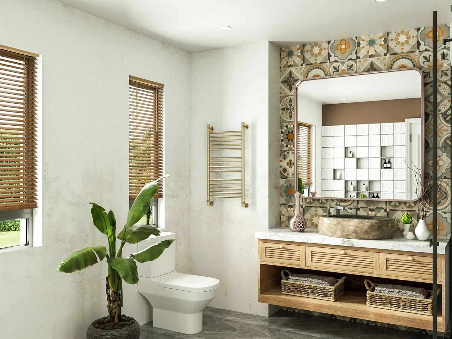 36" x 36" PILOCOS Modern Square Brushed Frame Decorative Mirror for Bedroom Vanity