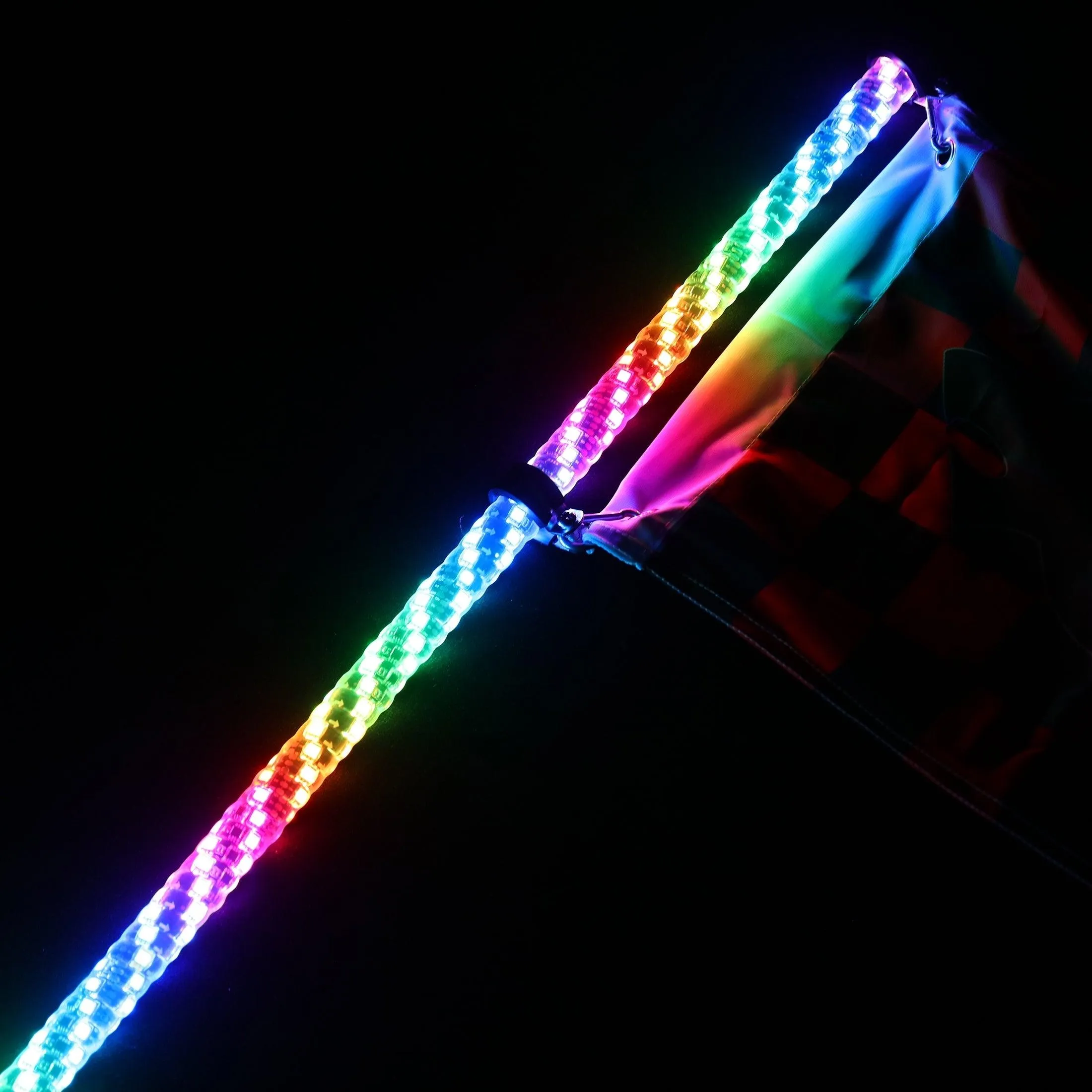 3FT RGB LED Whip Light Rotating Color Changing Flag Pole with Remote Control