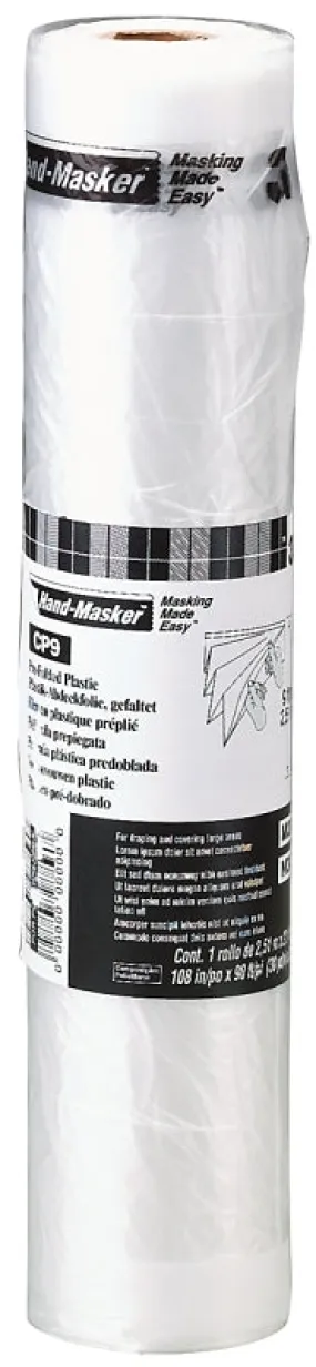 3M Hand-Masker CP9 Masking Film, 90 ft L, 9 ft W, Clear :EA: QUANTITY: 1