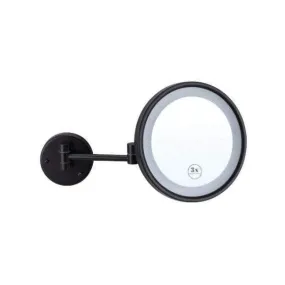 3X Black Magnifying Round Mirror With Light