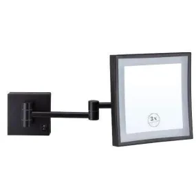 3X Black Magnifying Square Mirror With Light