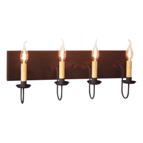 4 Light Vanity Light in Hartford Black with Red Stripe