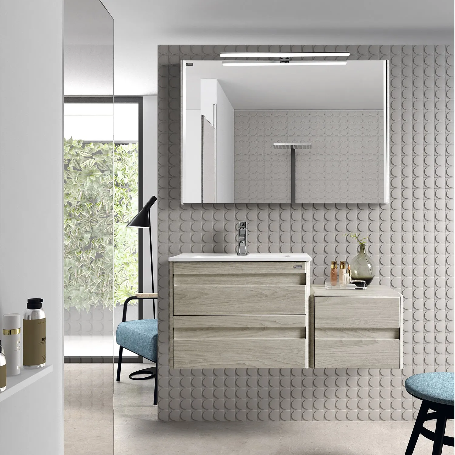 40" Single Vanity, Wall Mount, 2 Drawers with Soft Close, Cloud, Serie Barcelona by VALENZUELA