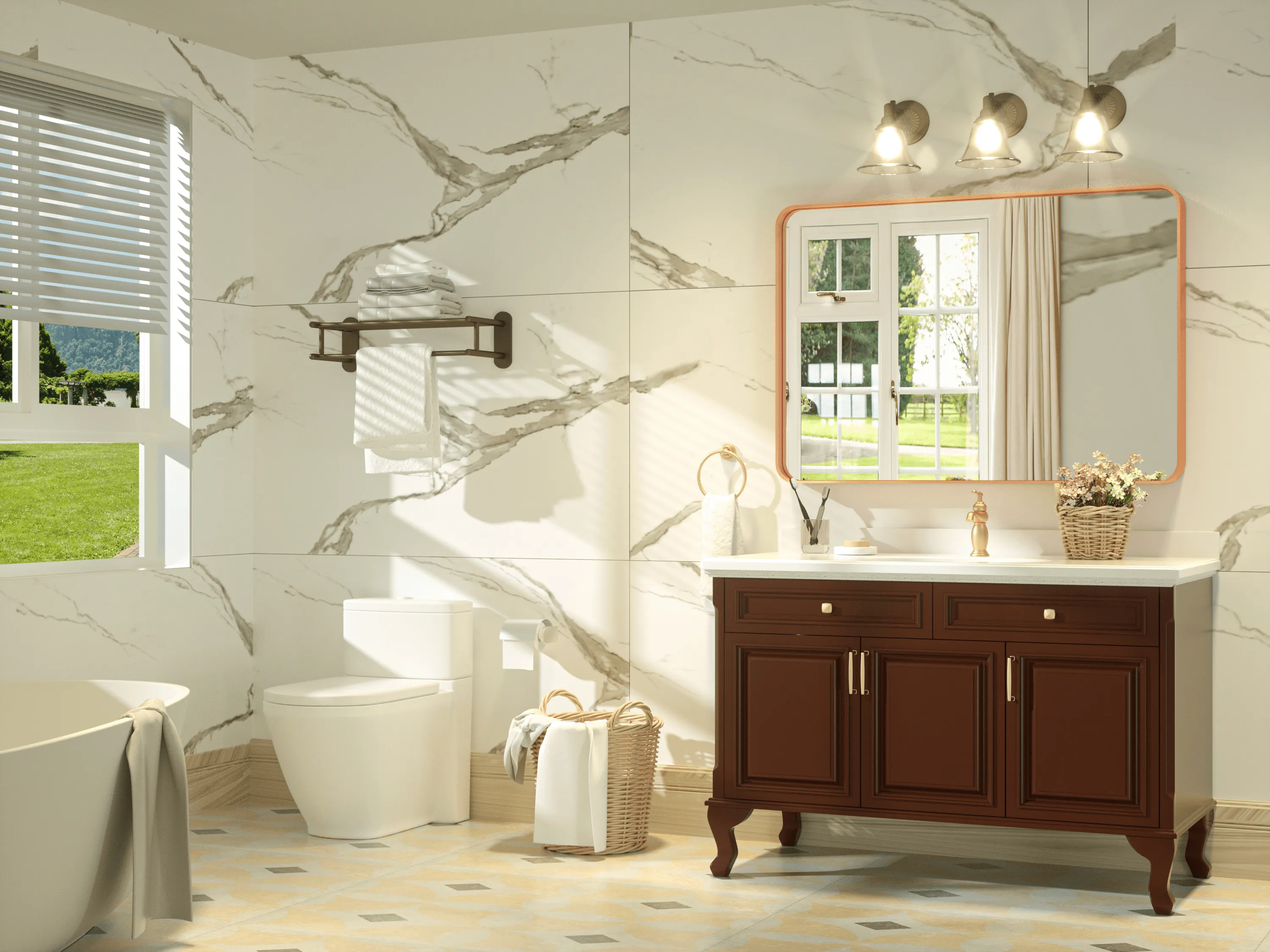 40" x 30" PILOCOS Modern Contemporary Big Ribbed Texture Frame Mirror for Bathroom/Wall/Bedroom/Entryway