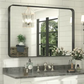 40" x 30" PILOCOS Modern Contemporary Big Ribbed Texture Frame Mirror for Bathroom/Wall/Bedroom/Entryway