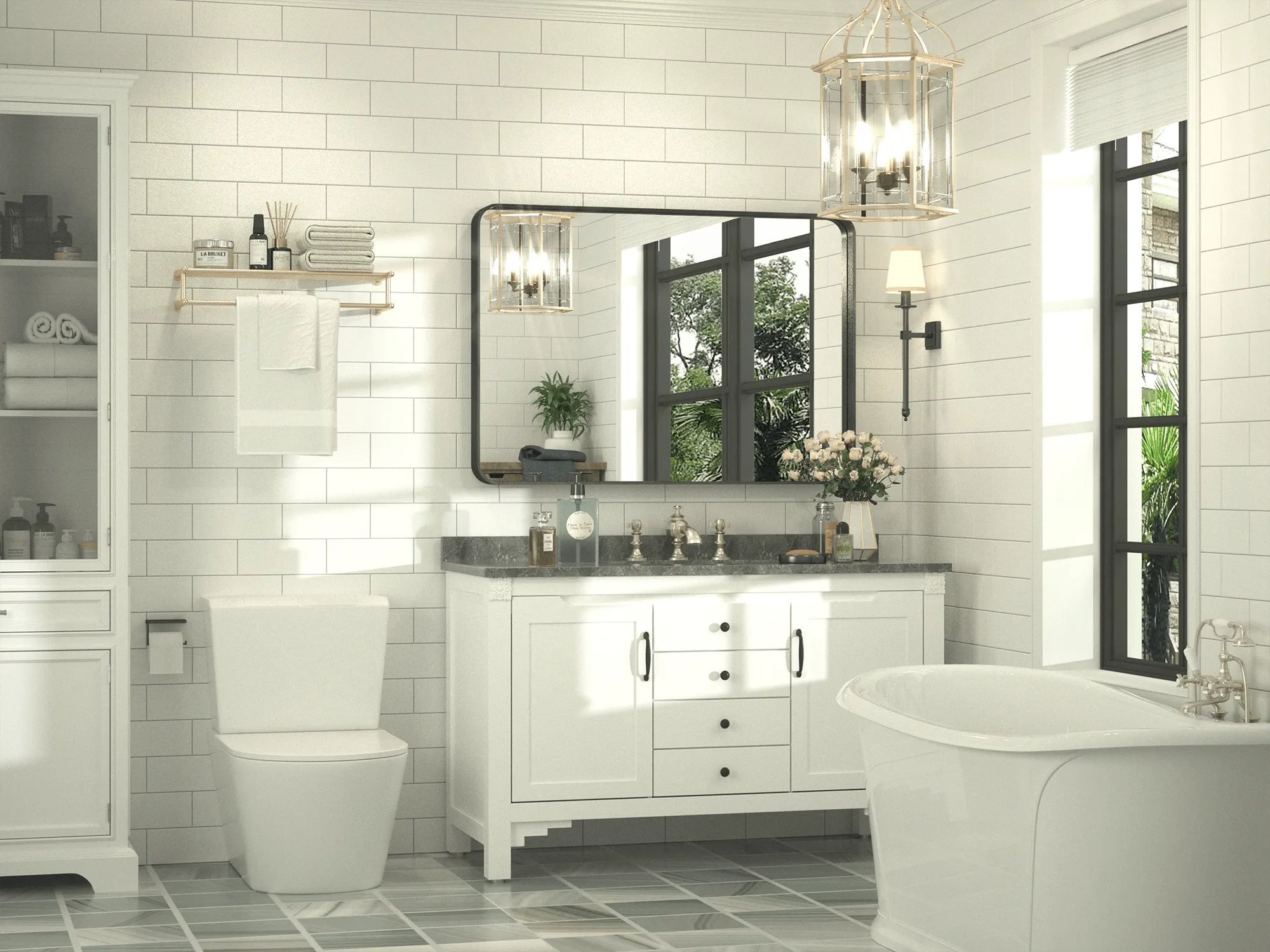 40" x 30" PILOCOS Modern Contemporary Big Ribbed Texture Frame Mirror for Bathroom/Wall/Bedroom/Entryway