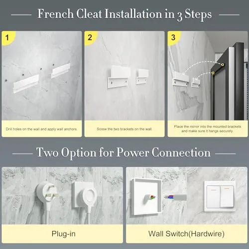 44x32 LED Bathroom Mirror with Black Frame, Dimmable Vanity Mirror with Lights for Wall, Backlit and Front Lighted, Memory, Anti-Fog (Horizontal/Vertical)