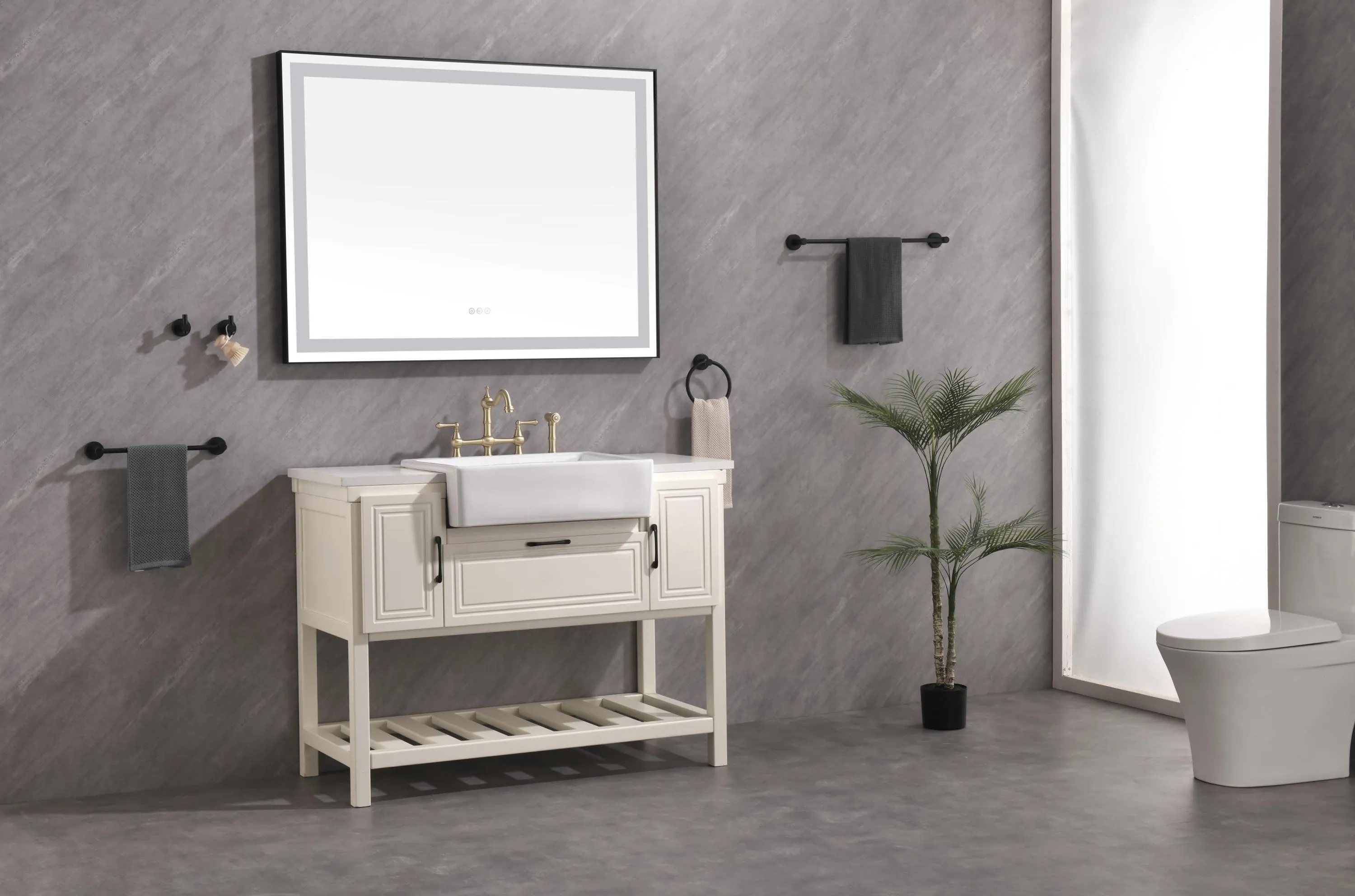 48*36 LED Lighted Bathroom Wall Mounted Mirror with High Lumen Anti-Fog Separately Control