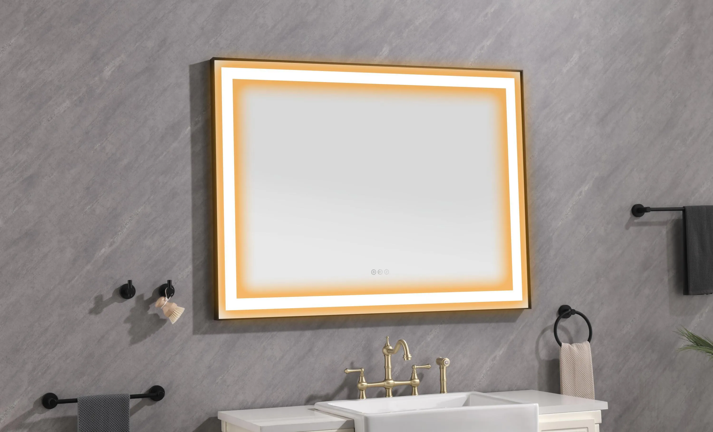 48*36 LED Lighted Bathroom Wall Mounted Mirror with High Lumen Anti-Fog Separately Control